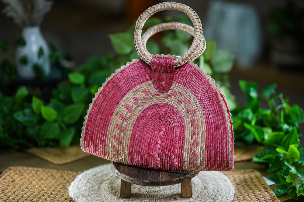 Handcrafted Rainbow Bag in Pink Tones