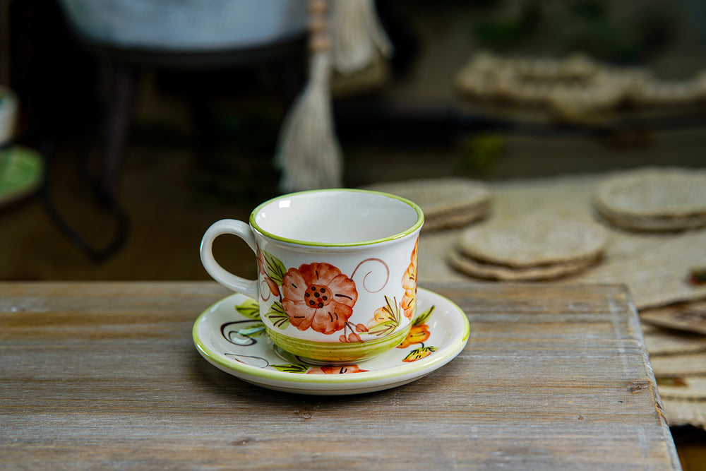CFS - Medium Artisan Mug – Orange Floral Design
