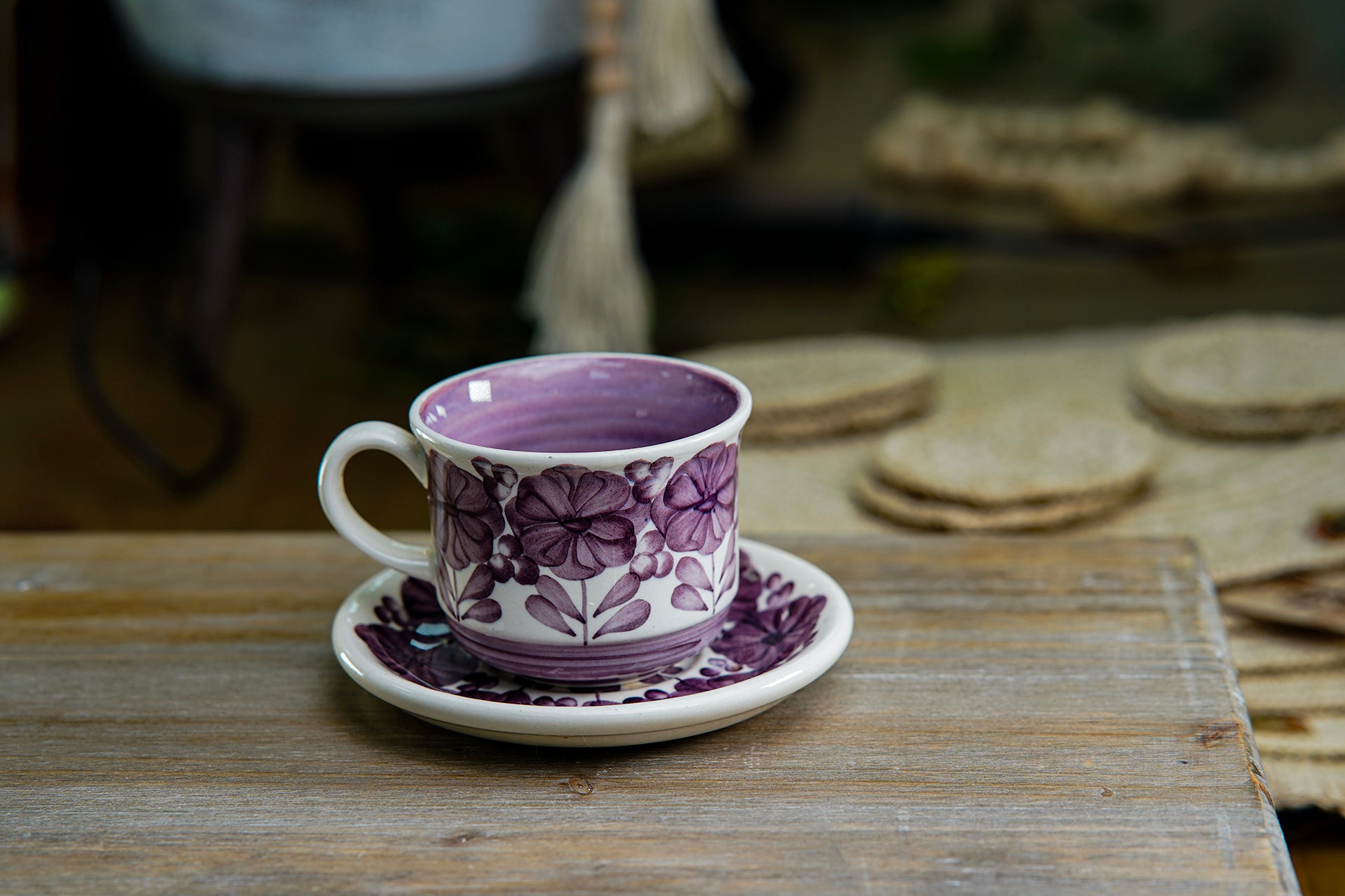 CFS - Medium Artisan Mug – Purple Floral Design