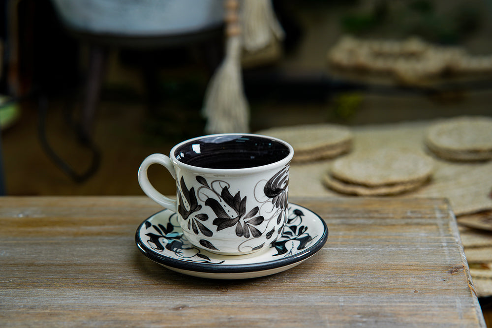 CFS - Medium Artisan Mug – Monochrome Floral Design