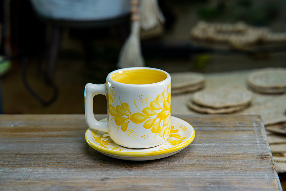 CFS - Medium Artisan Mug – Yellow Floral Design