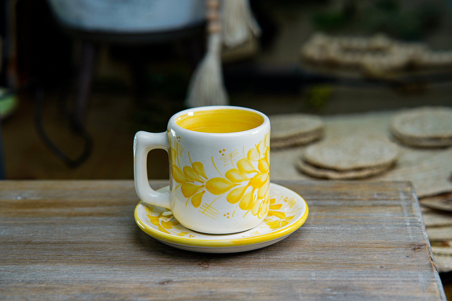 CFS - Medium Artisan Mug – Yellow Floral Design