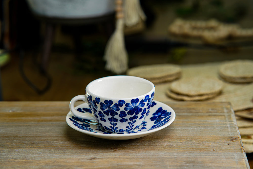 CFS - Medium Artisan Mug – Navy Blue Floral Design