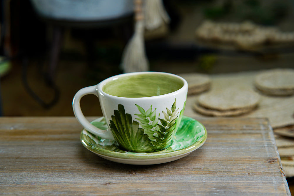 CFS - Medium Artisan Mug – Tropical Green Botanical Design