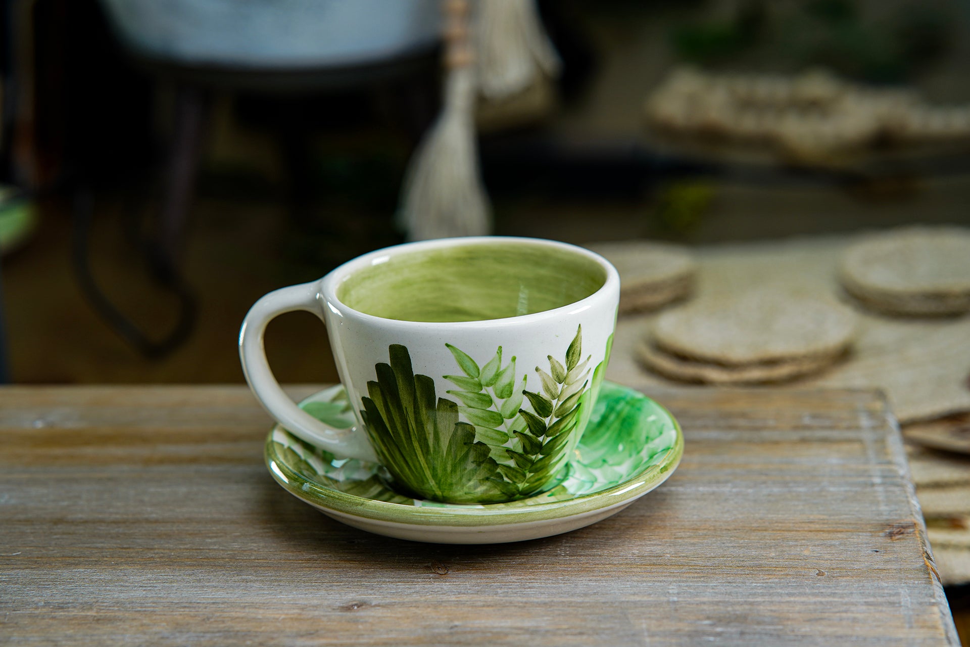 CFS - Medium Artisan Mug – Tropical Green Botanical Design