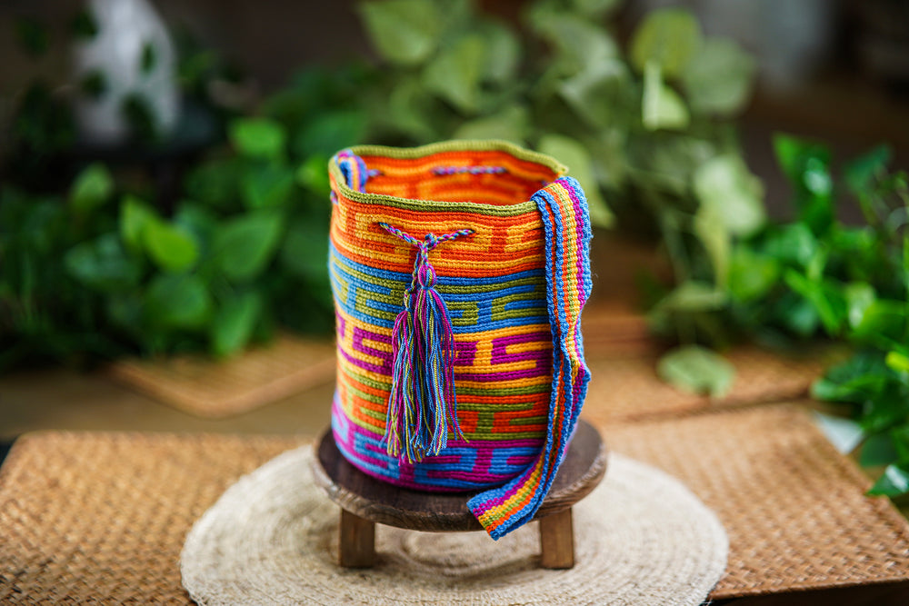 Handmade Multicolor Bag with Geometric Design