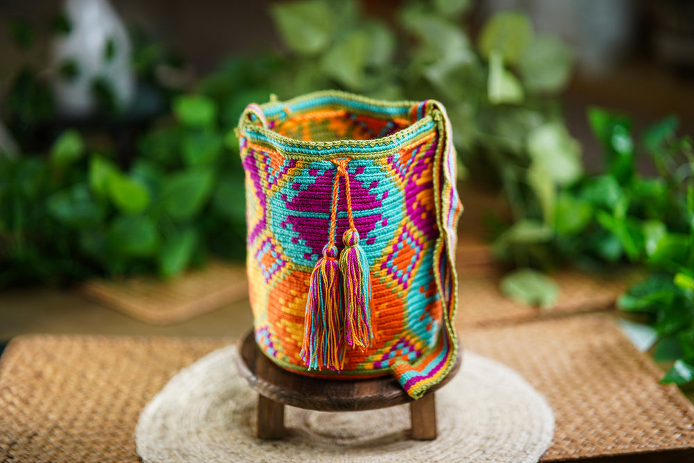 Handmade Bag with Multicolor Geometric Design