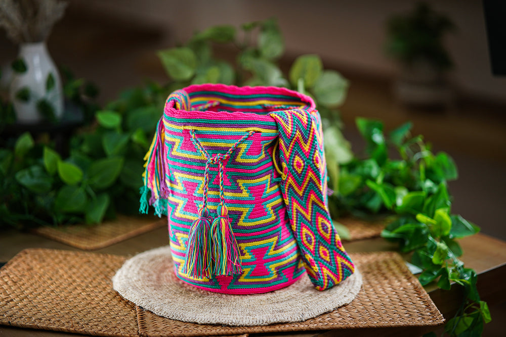 Handmade Multicolor Bag with Vibrant Geometric Design