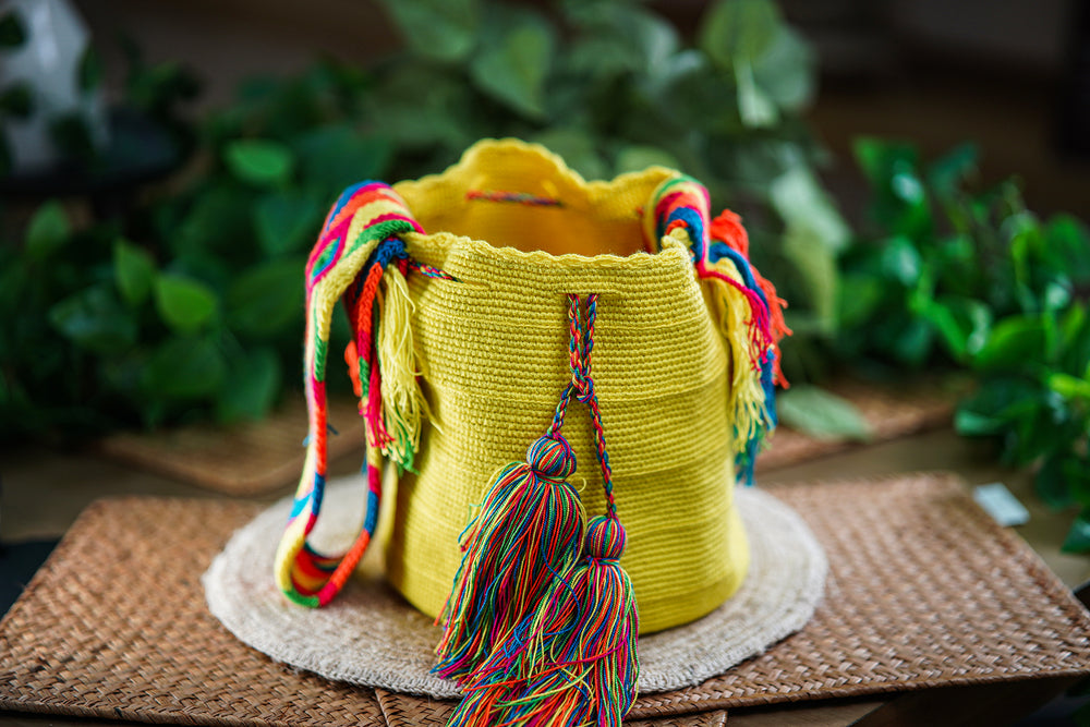 Handmade Yellow Bag with Multicolor Details