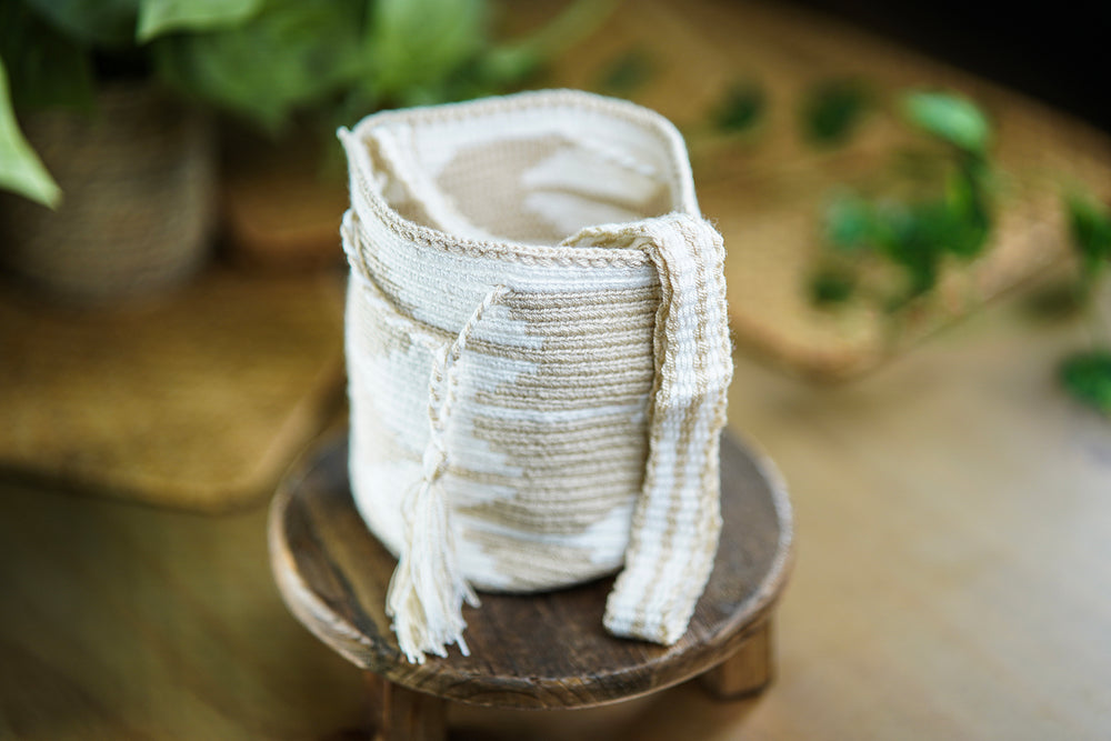 Handmade Bag in Beige and Cream Tones