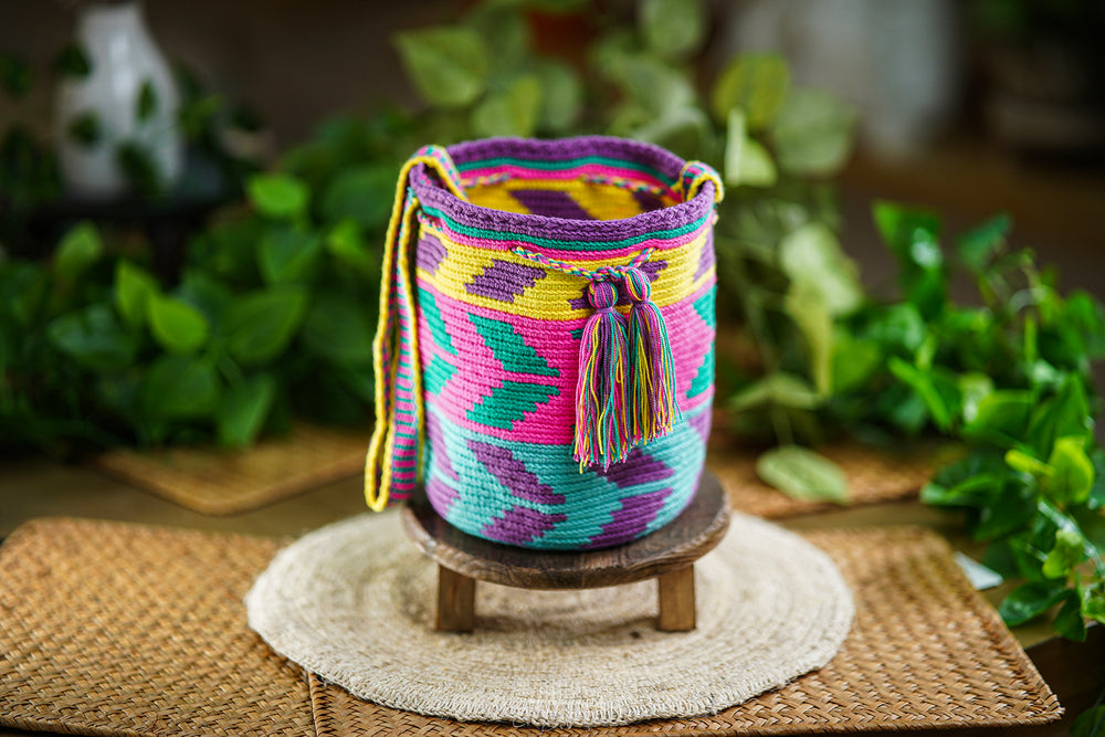 Handmade Multicolor Bag with Geometric Design