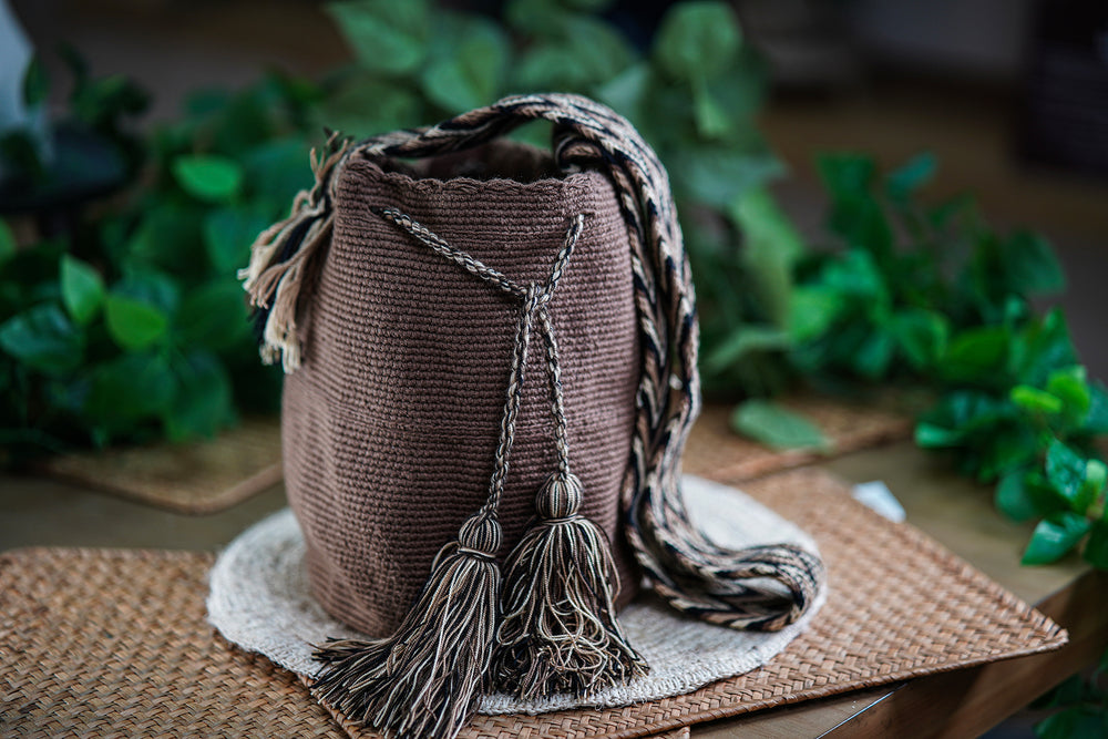 Handmade Brown Bag with Earth-Tone Strap