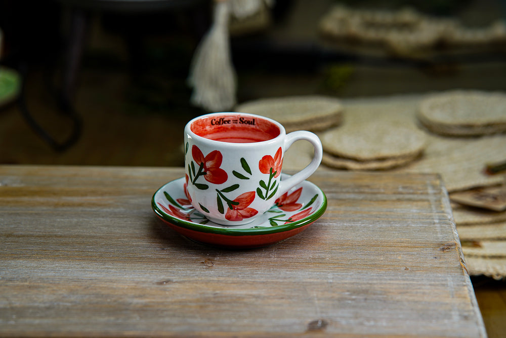 CFS - Small Artisan Mug – Red Floral Design
