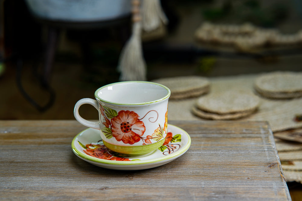 CFS - Medium Artisan Mug – Orange Floral Design