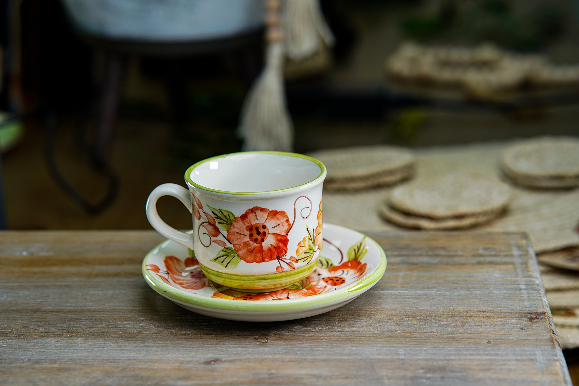 CFS - Medium Artisan Mug – Orange Floral Design