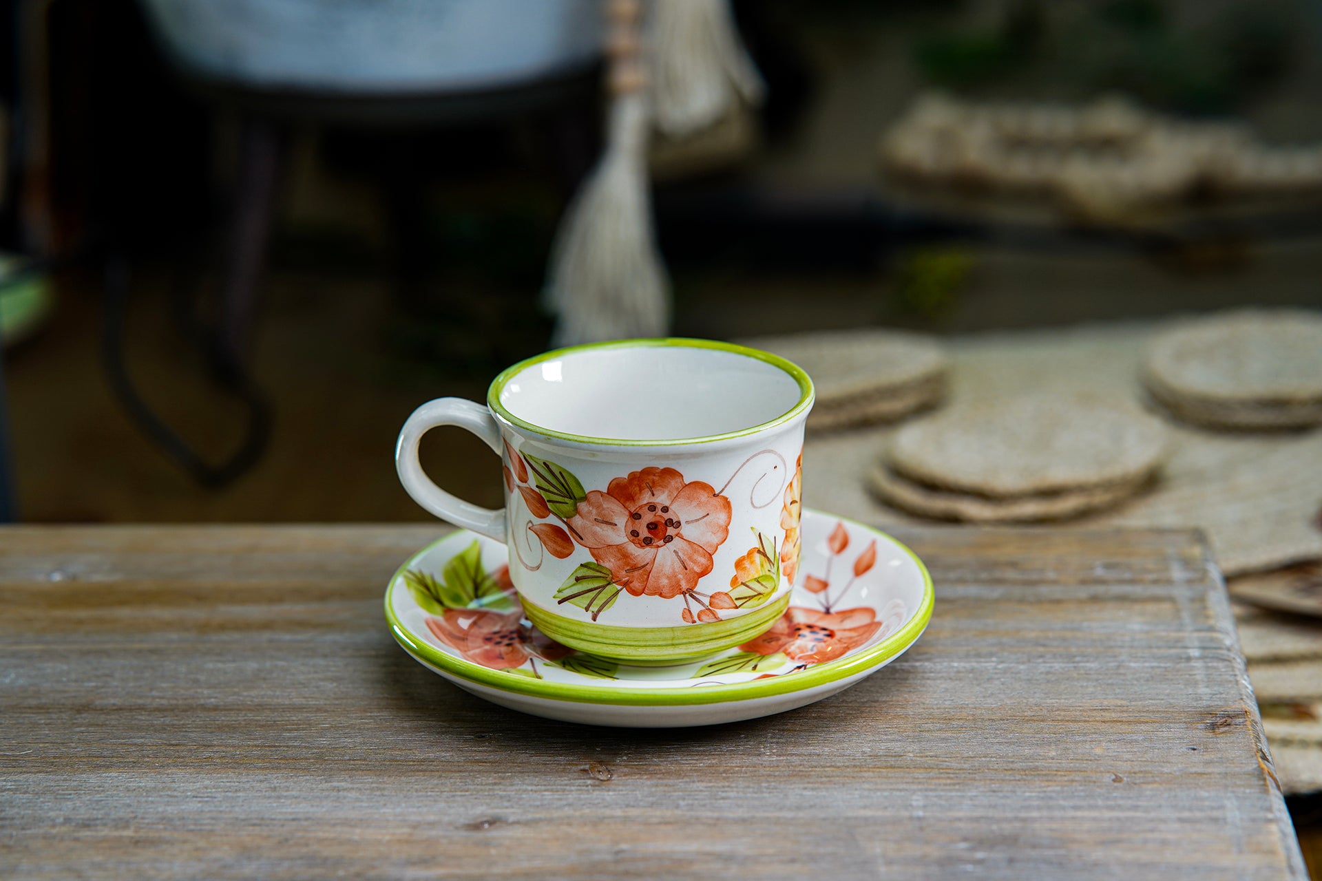 CFS - Medium Artisan Mug – Orange Floral Design