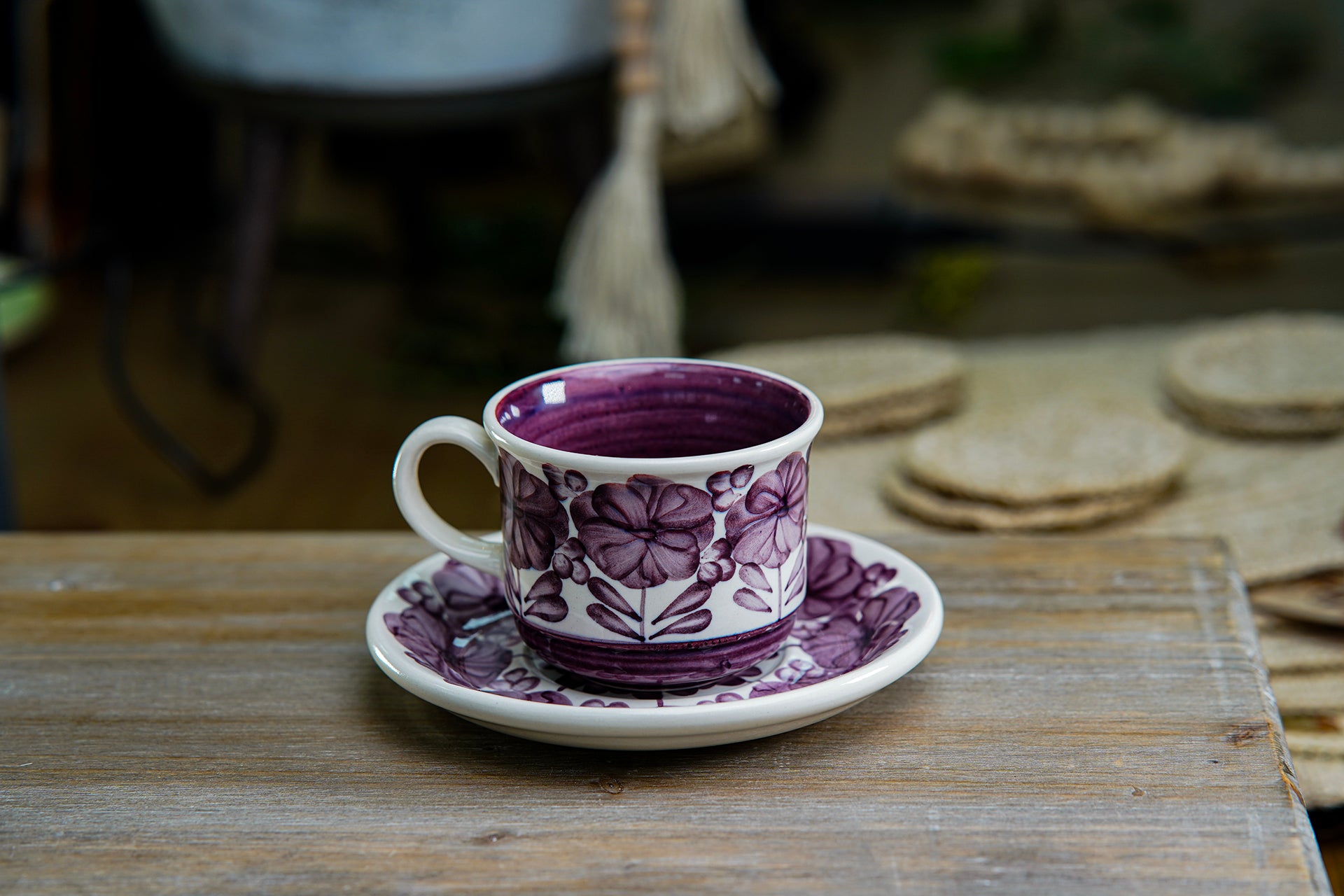 CFS - Medium Artisan Mug – Purple Floral Design