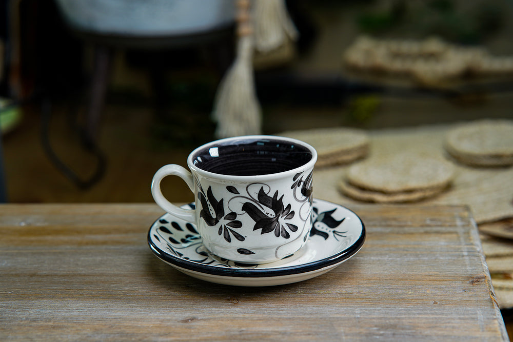 CFS - Medium Artisan Mug – Monochrome Floral Design