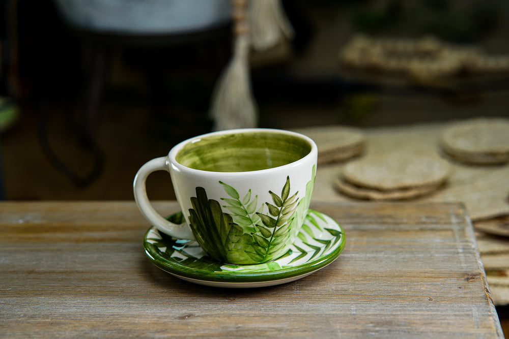 CFS - Medium Artisan Mug – Tropical Green Botanical Design
