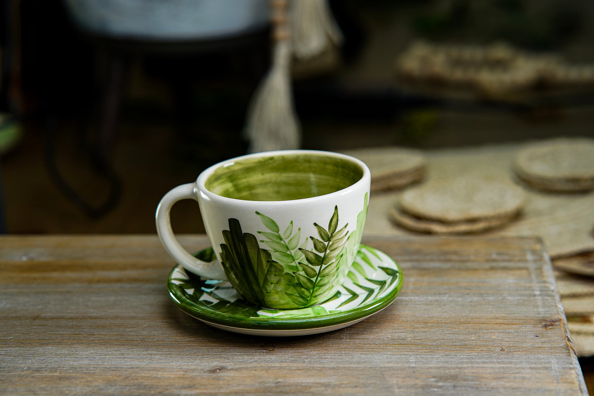 CFS - Medium Artisan Mug – Tropical Green Botanical Design