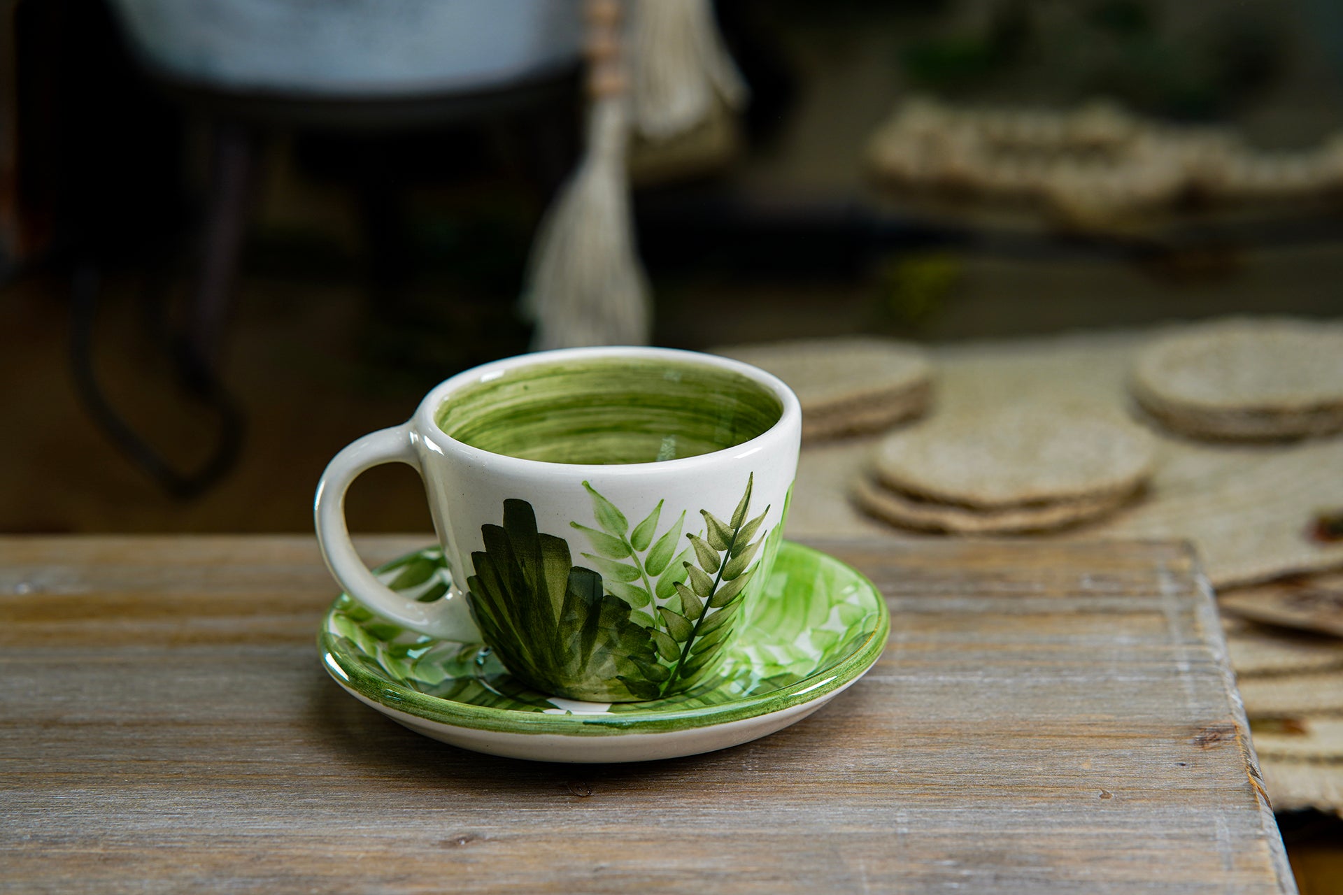 CFS - Medium Artisan Mug – Tropical Green Botanical Design